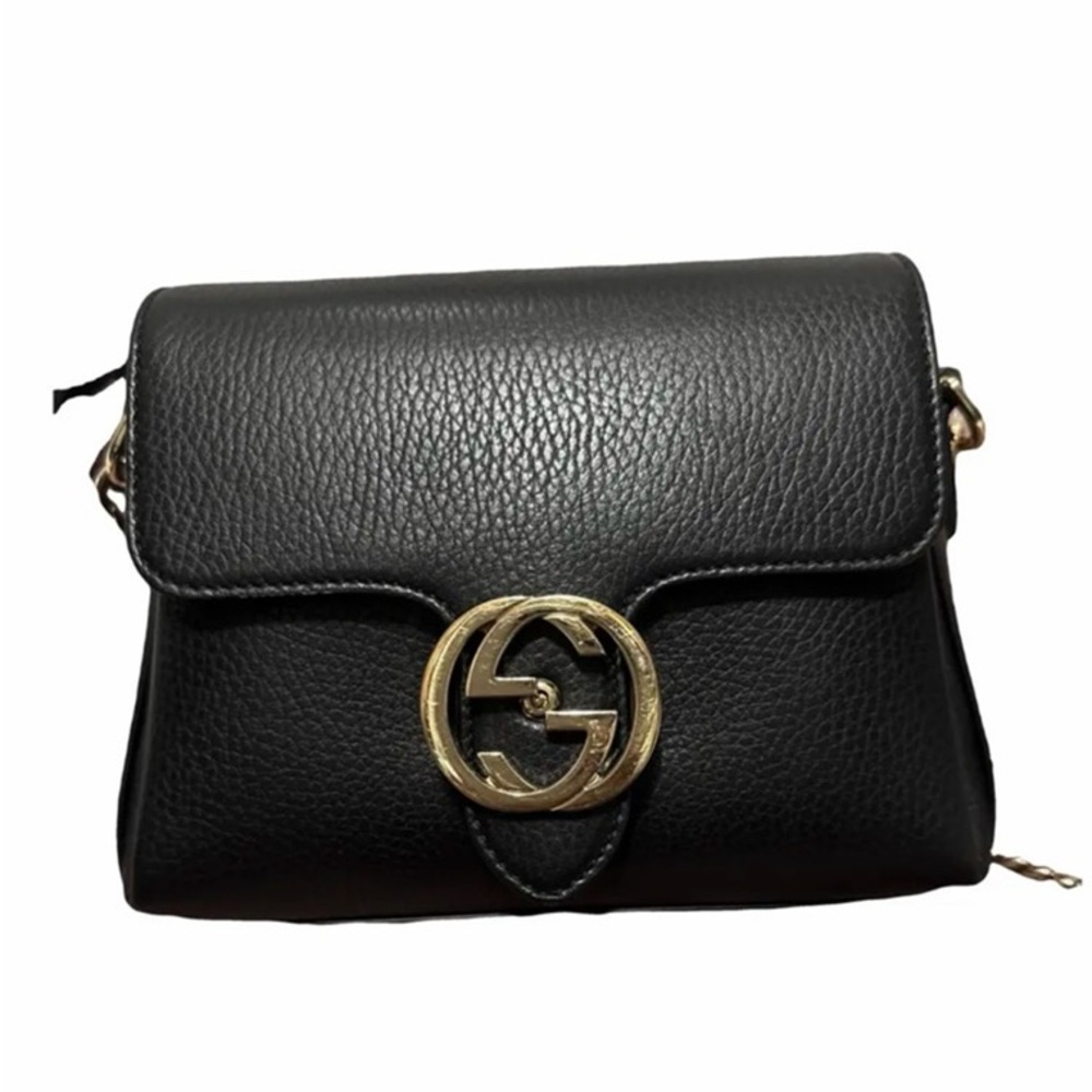 Gucci Black Crossbody Bag with Gold Logo